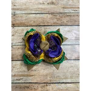 Lilly Reese Bowtique 4" Mardi Gras Glitter Ribbon Bow